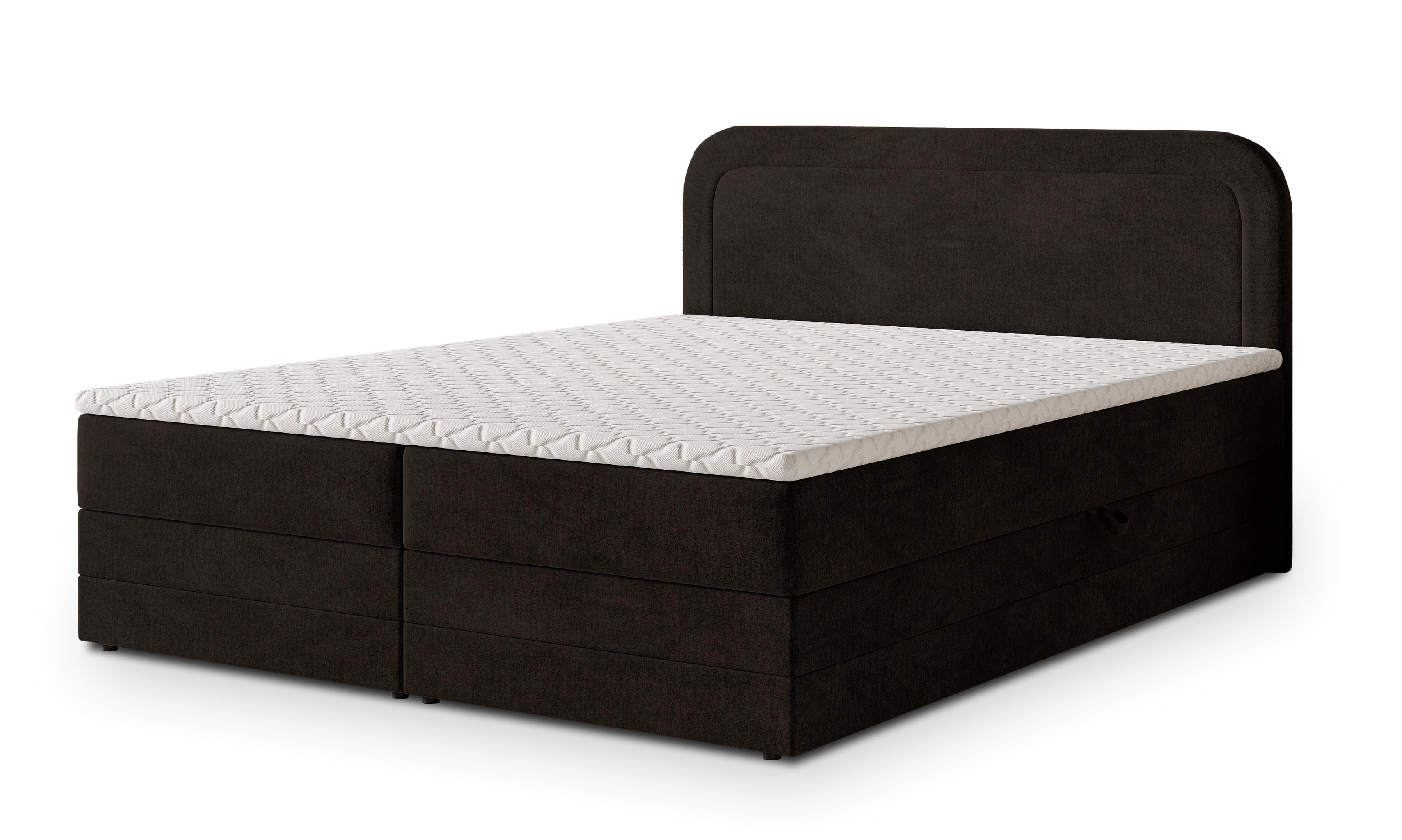 BOXBETT ARMEL 140x200 cm mit Matratze und Topper - Braun - Braun, Holz (140/200cm) - MASSENO