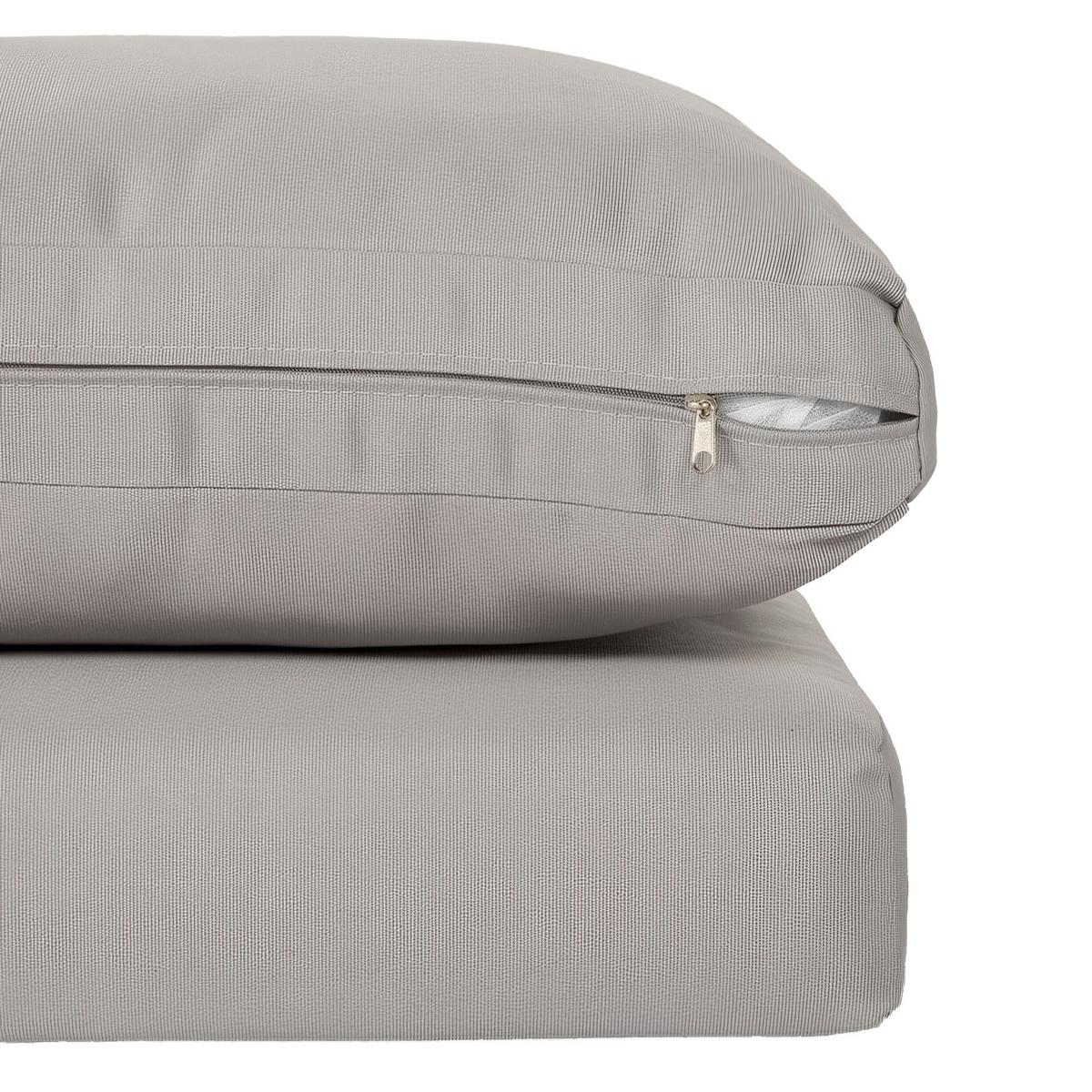 GARTENSET Santorini modulares Ecksofa mit Couchtisch, verzinkter Stahl, für 2 Personen - Hellgrau, Metall - Beautysofa