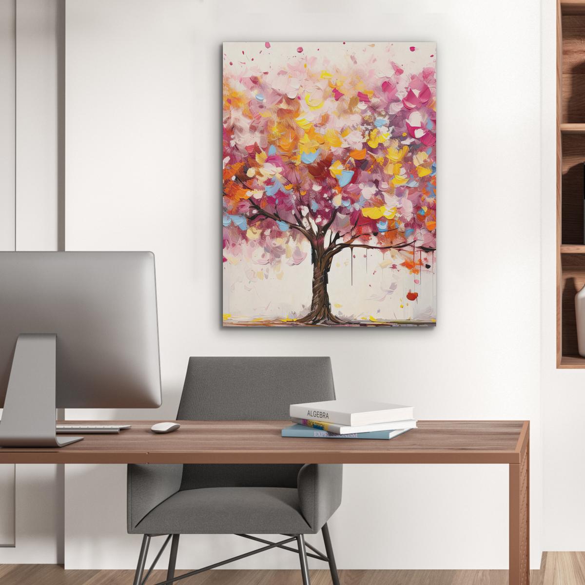 AKUSTIKBILD Aquarell - Baum - Kunst - Abstrakt Wandbilder 60x80 cm - Multicolor, Kunststoff (60/80/0.9cm) - MuchoWow