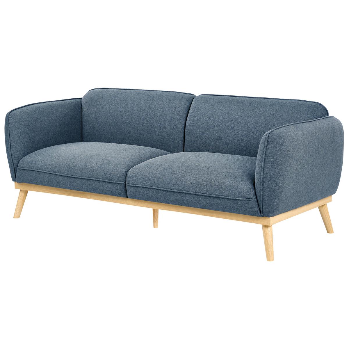 3-SITZER-SOFA Stoff Blau Ljung - Hellbraun, Textil (210/82/82cm) - Beliani