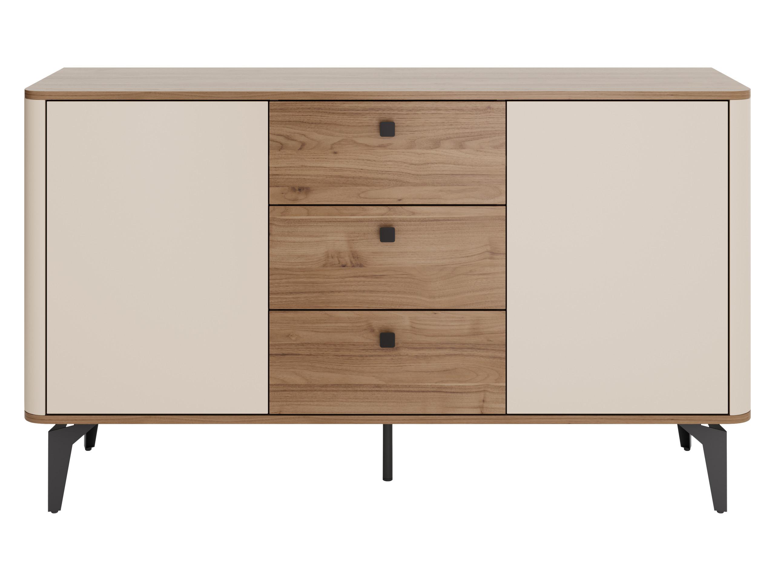 KOMMODE Aurena 2D3S AU04 - Kaschmir/Nussbaumfarben, Holzwerkstoff/Metall (141/82/41cm) - MIRJAN24