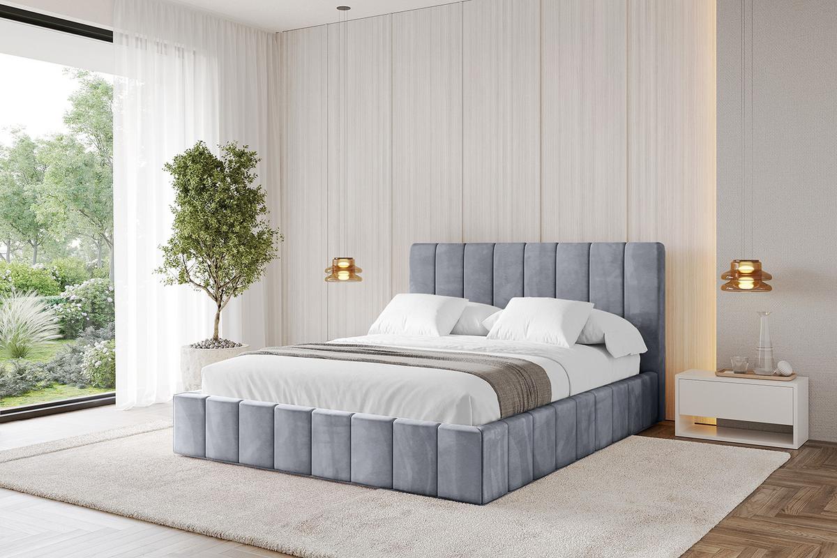 POLSTERBETT mit Bettkasten und Lattenrost, Bett mit Matratze H3/H4 - FINO 180x200 Grau - Grau, Holzwerkstoff/Textil (180/200cm) - ALTDECOR