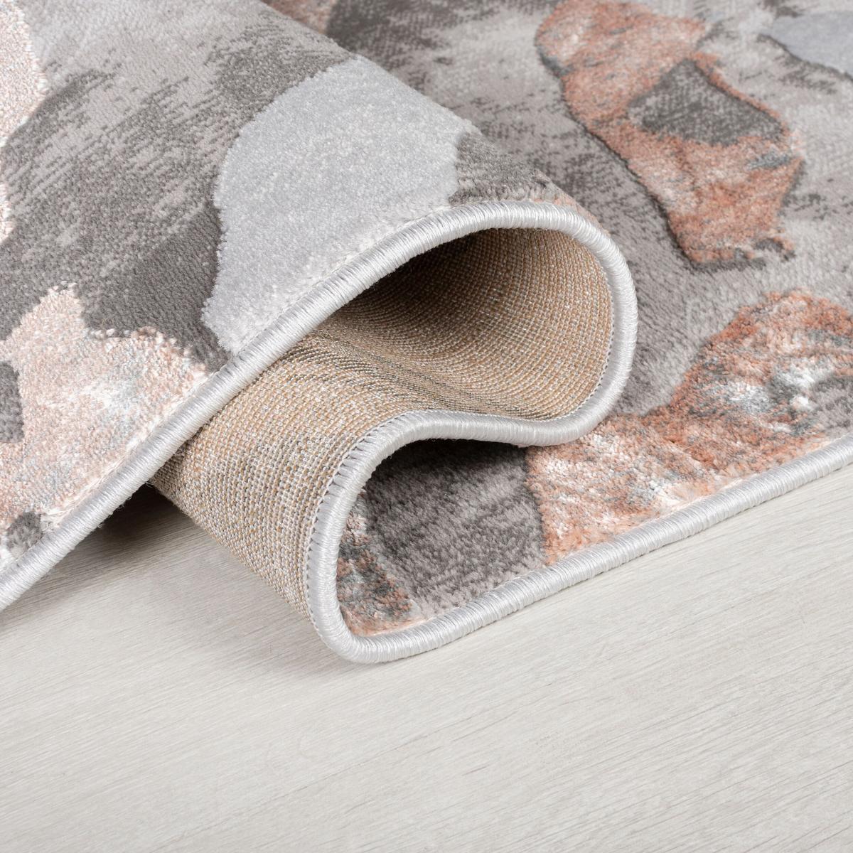 TEPPICH OUSE, abstrakt, Rosa-Grau, 80 x 150 cm - Rosa, Textil (150/80cm) - KADIMA DESIGN