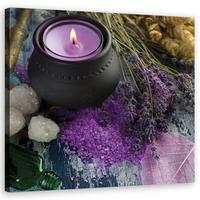 WANDBILD violet zen spa kerze - Lila, Textil (50/50cm) - Feeby