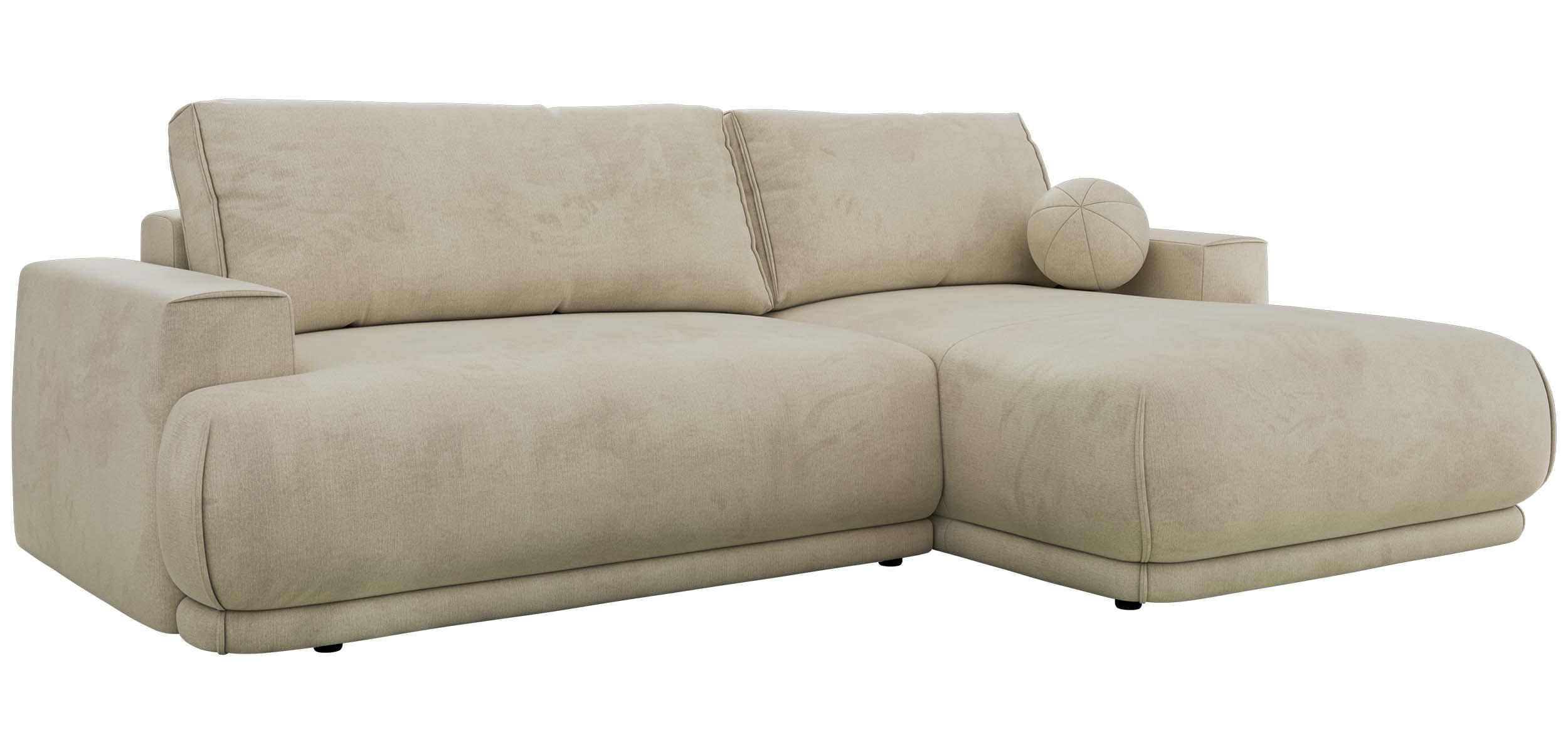 ECKSCHLAFSOFA RINA L Beige Velvet - rechts - Beige/Schwarz, Kunststoff/Textil (170/267cm) - MKS