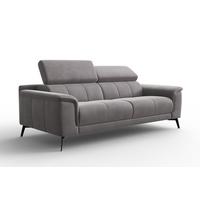 SOFA FIERO 3-Sitzer, Dunkelgrauer Veloursstoff - Dunkelgrau/Schwarz, Holz/Textil (212/82/103cm) - Courtois Laville