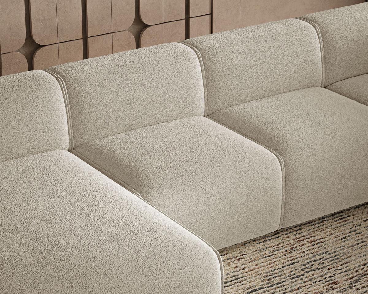 ECKSOFA U Belluno Beige Rechts - Beige/Schwarz, Holz/Kunststoff (220/378cm) - Graingold