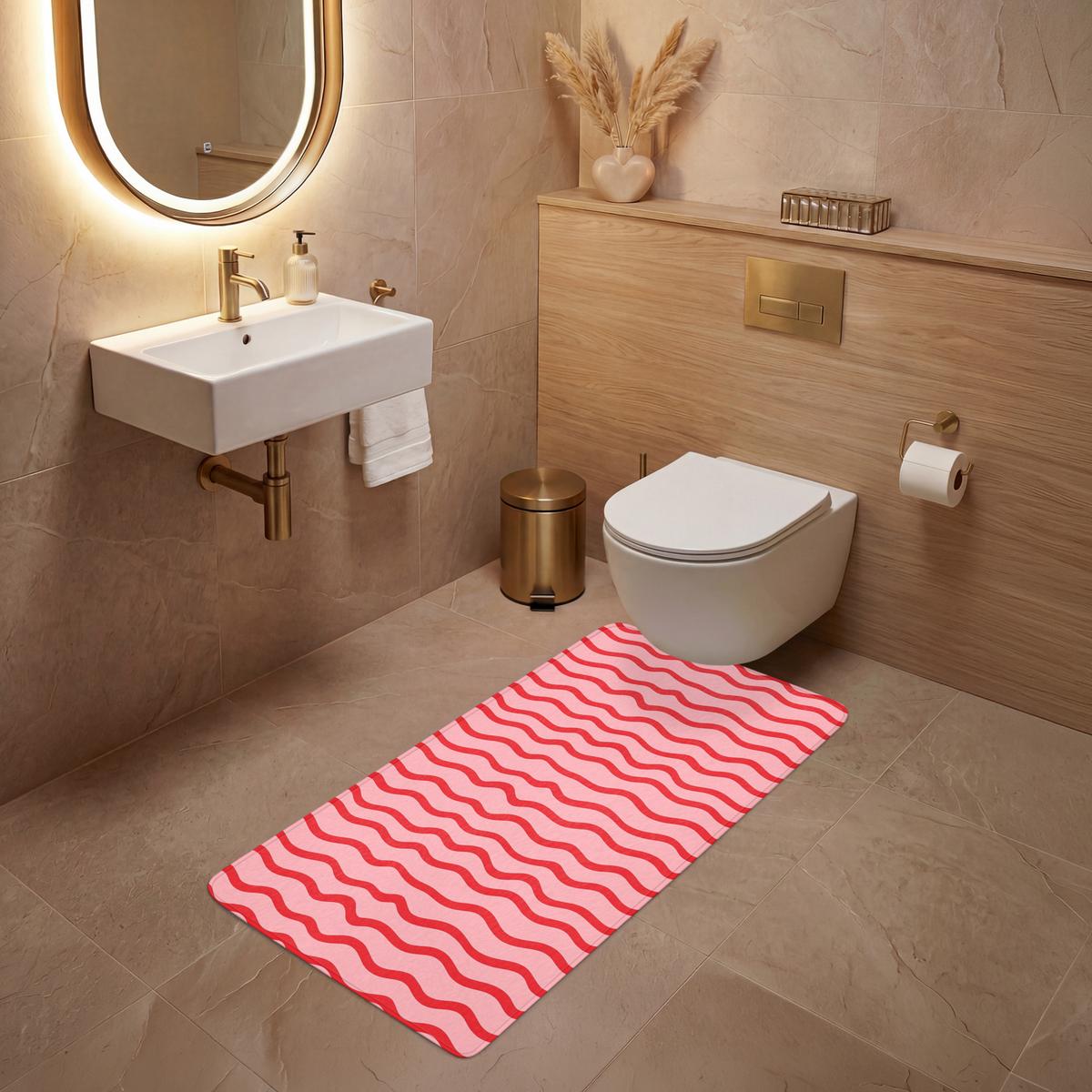 WC-VORLEGER Verspielt - Muster - Rot Toilettenvorleger 60x120 cm - Rosa, Textil (60/1cm) - OnlyWow