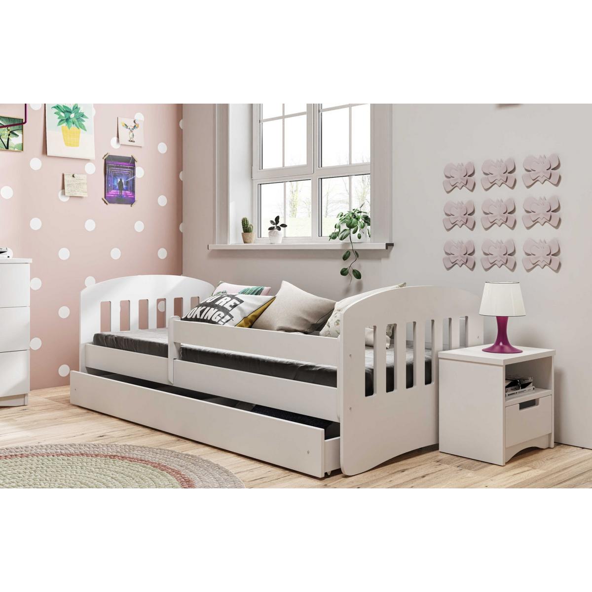 KINDERBETT CLASSIC mit Schublade ohne Matratze Weiß 90/65/144 - Weiß, Holzwerkstoff (80/140cm) - RAUMHIRSCH FURNITURE