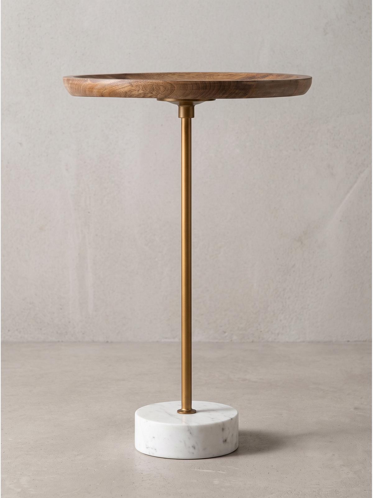 BEISTELLTISCH DURANCE, Mango Massivholz, Weiß-Mango, Ø 40 x 55 cm - Goldfarben/Braun, Holz (40/40/55cm) - KADIMA DESIGN