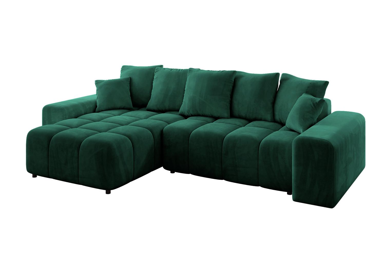 ECKSOFA Ottomane links ENIL-L 297x189x68 Dunkelgrün Velours - Dunkelgrün, Holzwerkstoff/Kunststoff (297/189cm) - ALTDECOR