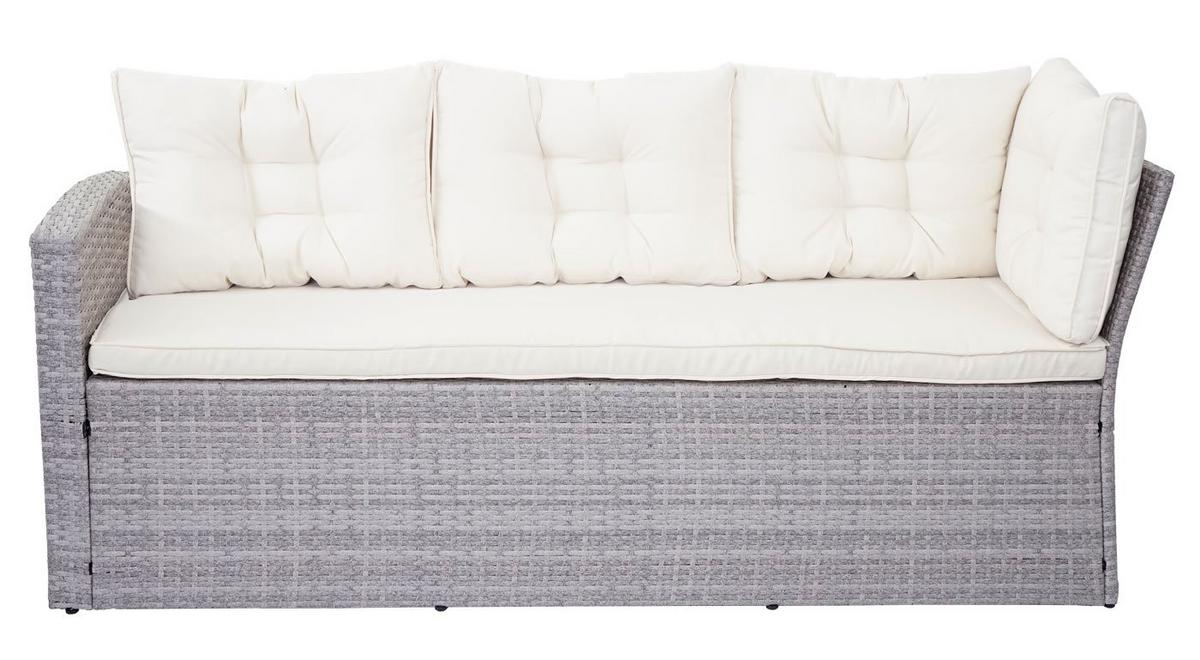 POLY-RATTAN-GARNITUR Hellgrau - Hellgrau, Kunststoff - MCW