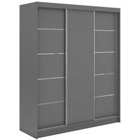 SCHWEBETÜRENSCHRANK mit Schubladen 180 - MACEDONIA - Grau - Alufarben/Grau, Holzwerkstoff/Metall (180/216/61cm) - MKS