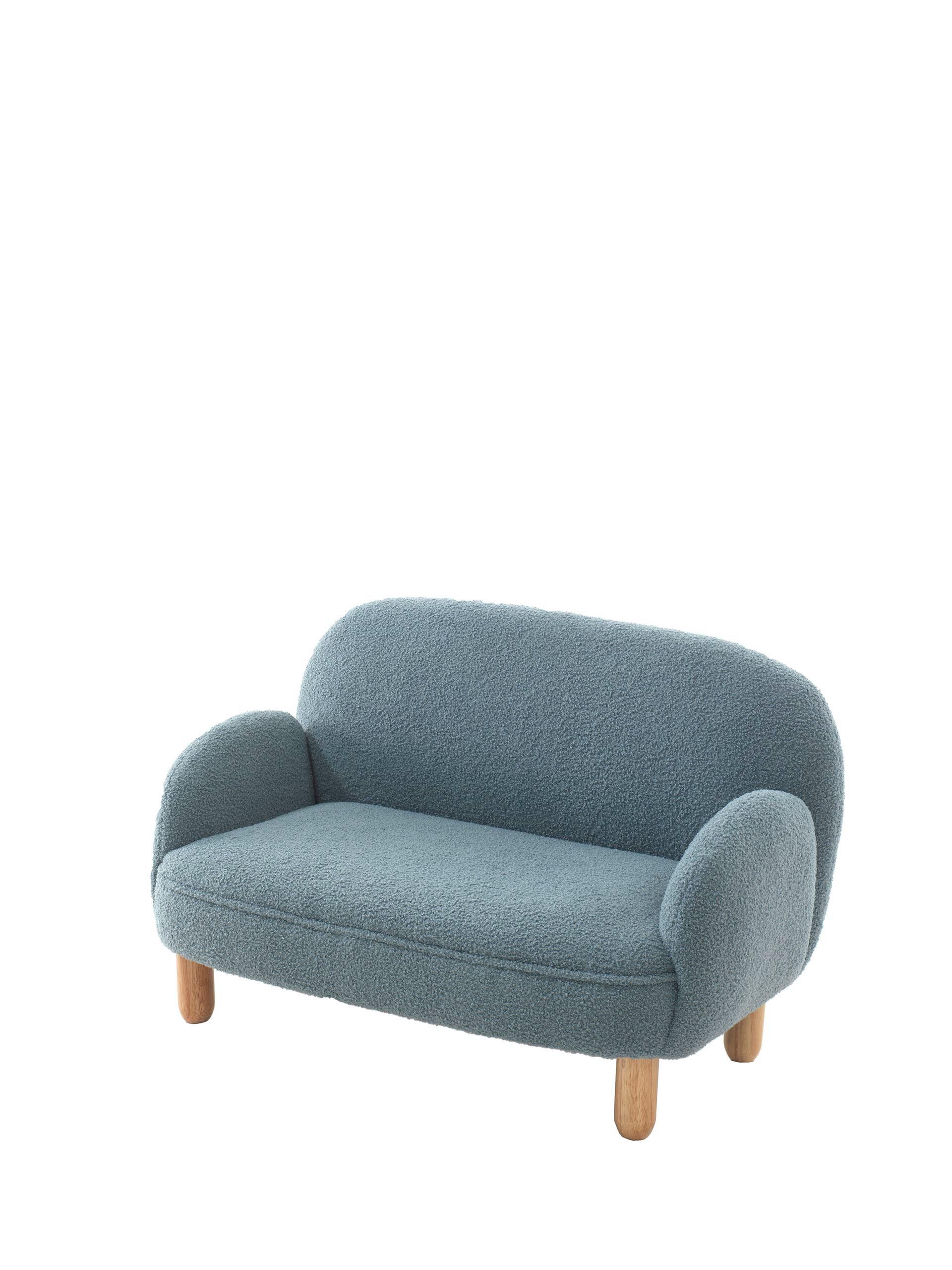 KINDERSOFA Keila komfortabel und bequem weicher Bouclé Stoff in blau - Blau, Kunststoff (53/52/89cm) - 58aufmkessel