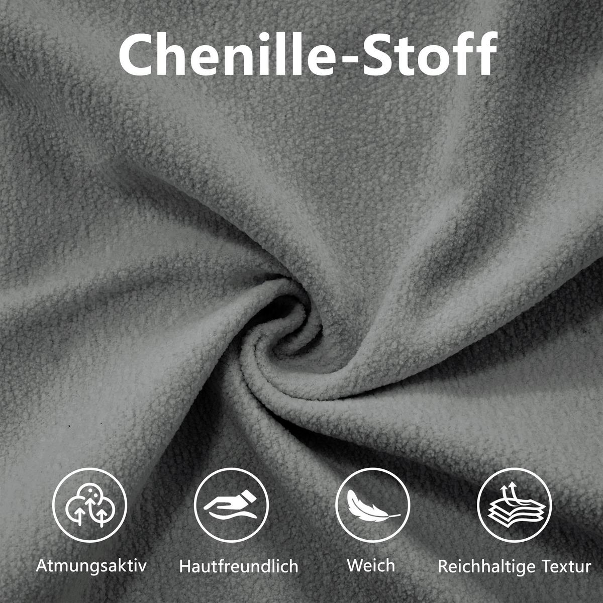 ECKSOFA chenille grau mit ottoman & 4 kissen - Grau, Textil (220/145cm) - Urban Meuble