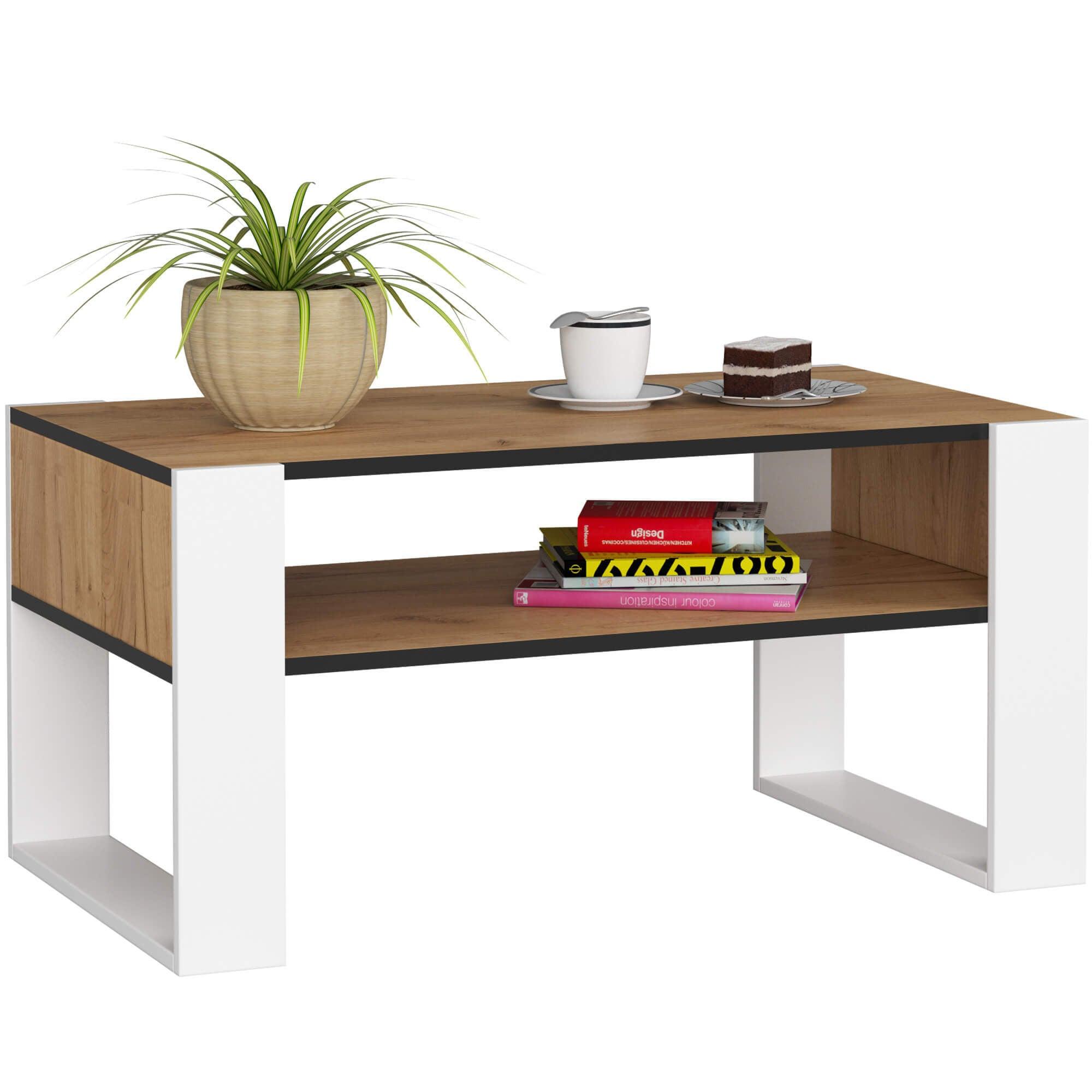 COUCHTISCH Eiche Craft, Weiß 45/92/53 - Weiß, Textil (53/92/45cm) - RAUMHIRSCH FURNITURE