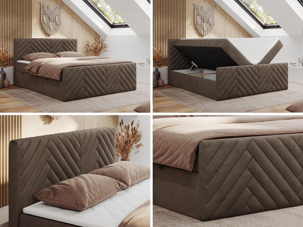 BOXBETT PARIS DUO 120/200 - Braun Velvet - H3 - Braun, Holz/Textil (120/200cm) - MKS
