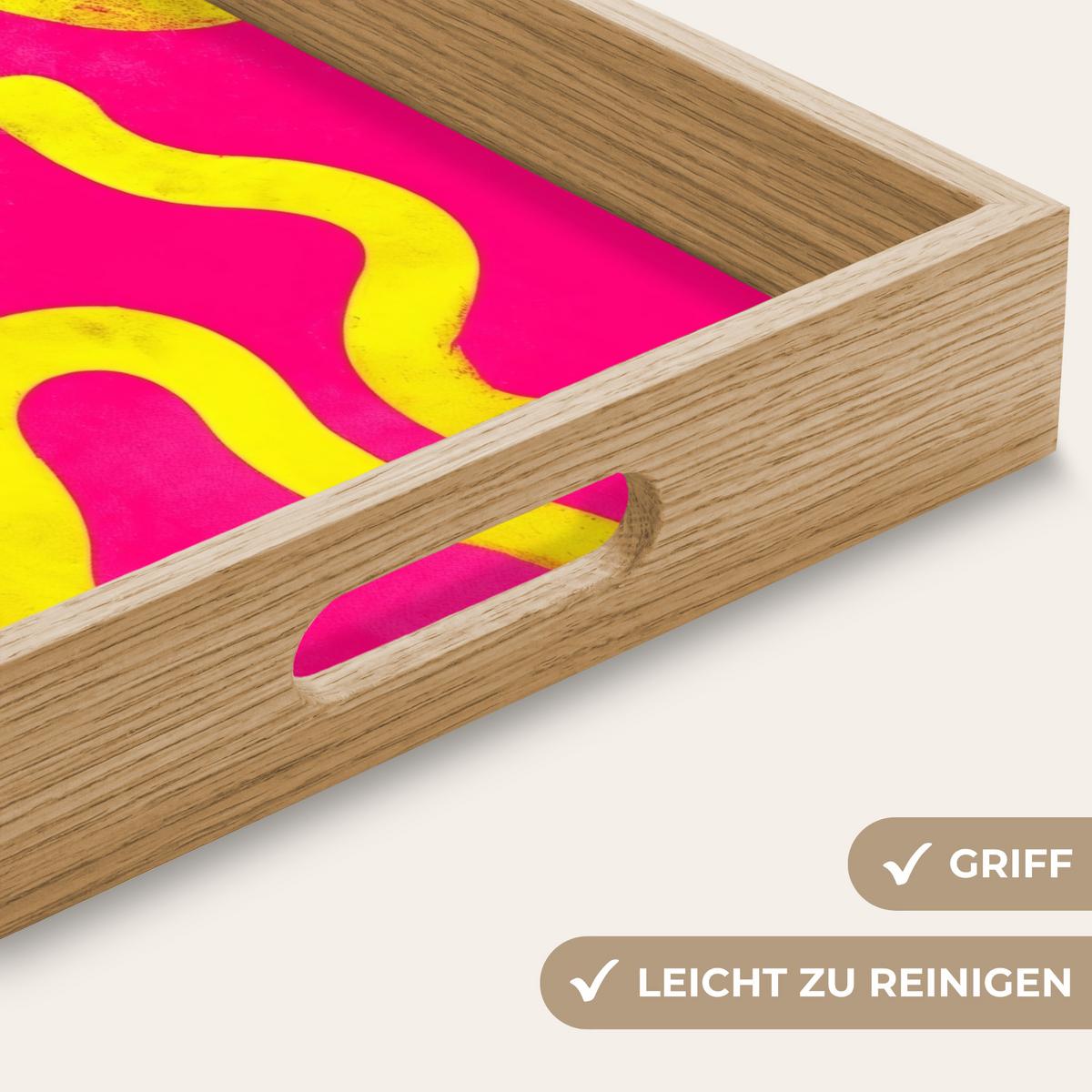 TABLETT Linie - Gelb - Abstrakt 50x35 cm - Pink, Holz (50/5/5cm) - OnlyWow
