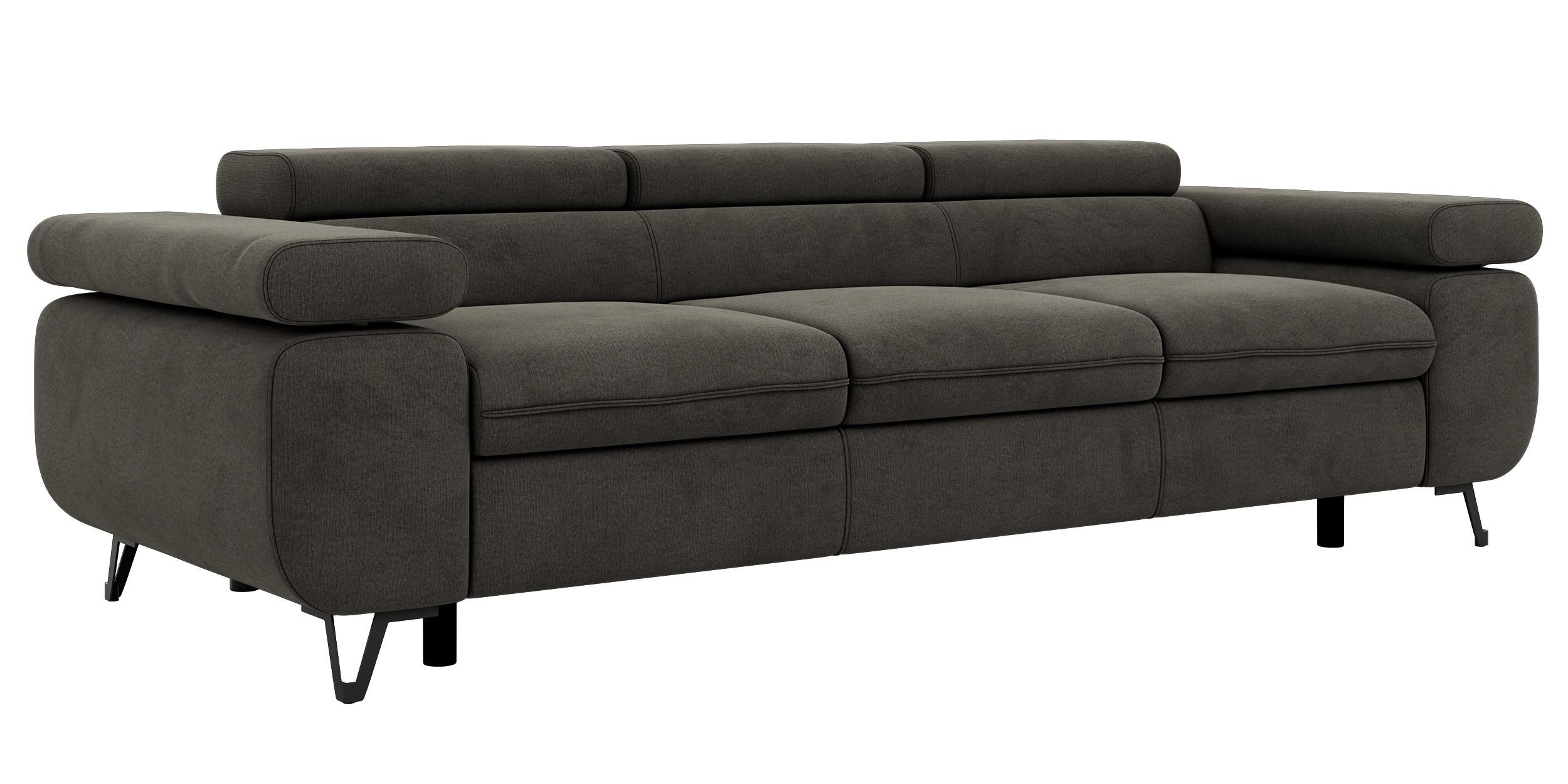 3-SITZER SOFA PETER - Dunkelgrau Velvet - Dunkelgrau/Schwarz, Textil/Metall (262/76/99cm) - MKS