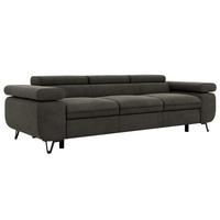 3-SITZER SOFA PETER - Dunkelgrau Velvet - Dunkelgrau/Schwarz, Textil/Metall (262/76/99cm) - MKS