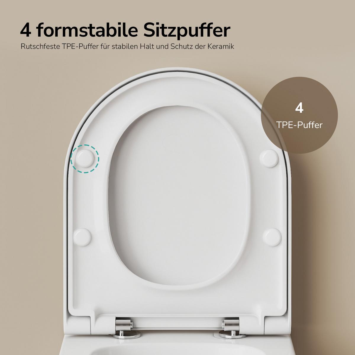 WAND-WC Set 49 x 36,5 cm inkl. WC-Sitz mit Absenkautomatik weiß glänzend - Weiß, Keramik (36.5/36/49cm) - EMKE