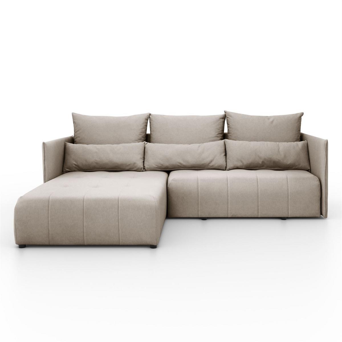 ECKSOFA APOLLO L mit Schlaffunktion und Bettkasten – linke Seite - Beige, Textil (246/188cm) - Lookway