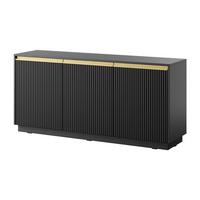 SIDEBOARD MAESTRO 154/72/39cm 3 Türen Schwarz - Schwarz, Holzwerkstoff (154/72/39cm) - MASSENO