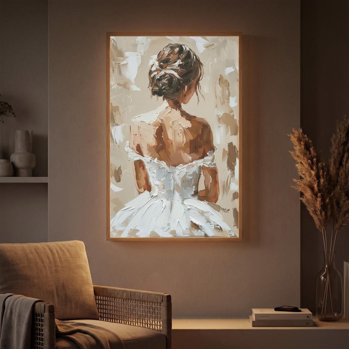 WANDLEUCHTE MIT AKKU Frau - Farbe - Abstrakt - Beige - Modern 70x100 cm - Hellbraun, Holzwerkstoff (70/100/8cm) - OnlyWow