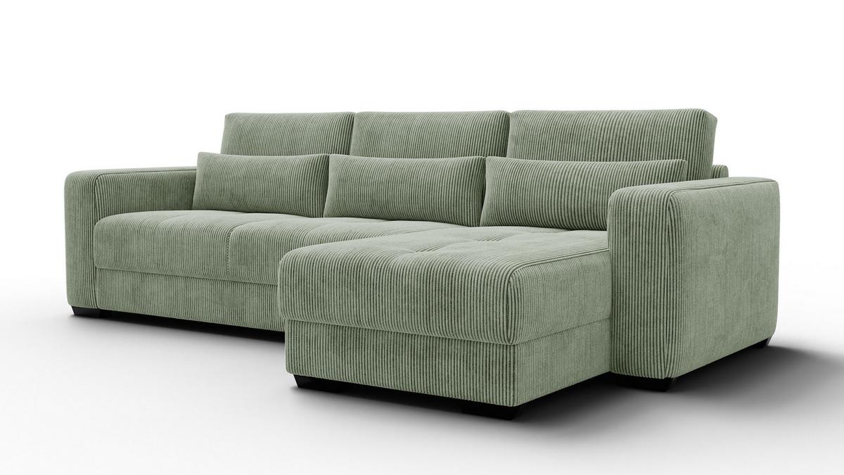 ECKSOFA OLI 4-Sitzer rechts, salbeigrün - Salbeigrün, Holz/Textil (295/172cm) - Wozimo