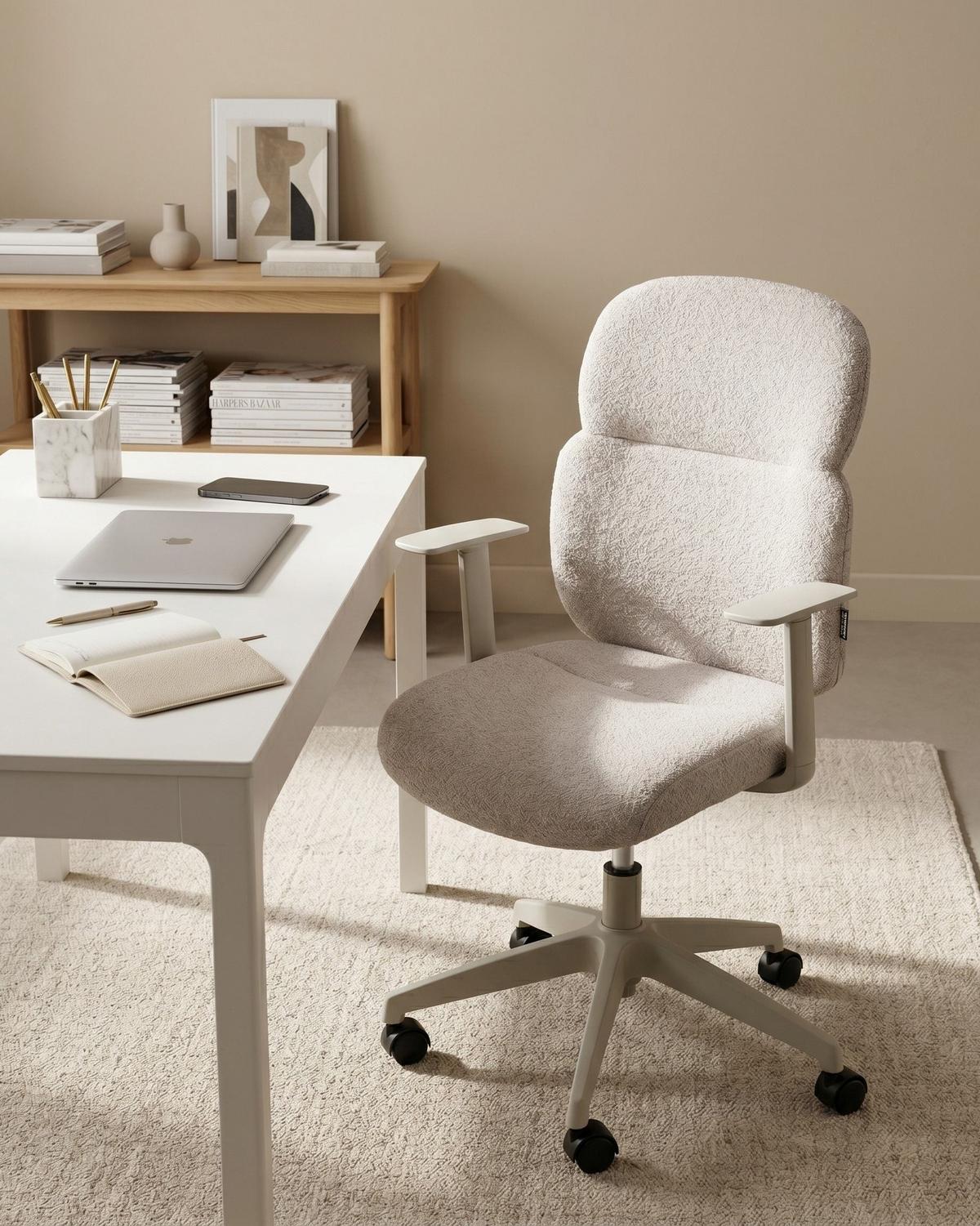 BÜROSTUHL Stoff Hellgrau Lexor - Weiß, Textil (60/93/60cm) - Beliani