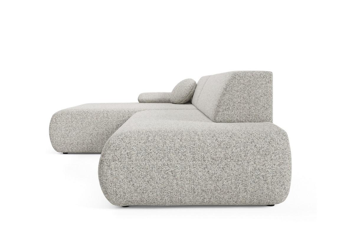 ECKSOFA DELTA L-S Hellgrau Geflochtener Stoff mit Schlaffunktion - Hellgrau, Holz (286/173.5cm) - MASSENO
