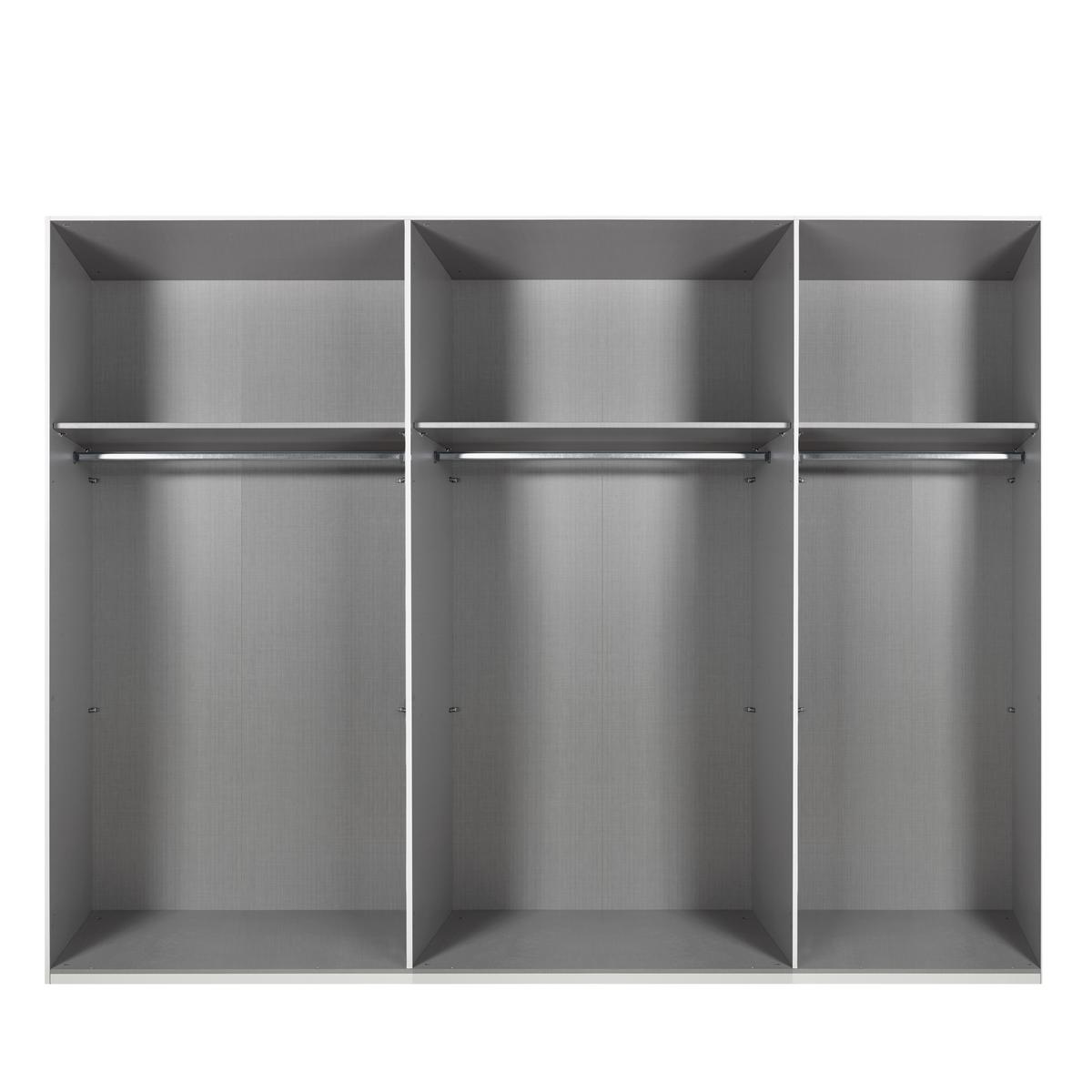 SCHWEBETÜRENSCHRANK 3-türig B313/H208/64 cm Kleiderschrank in Beige Grau, Spiegel umrahmt in Eiche Natur, Griffe Beige Grau / 22631 - Beige/Grau, Holzwerkstoff/Metall (313/208/64cm) - luma-home