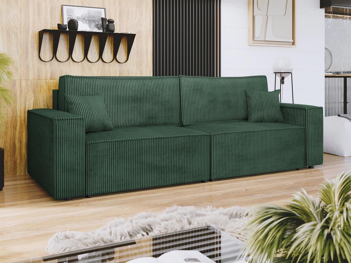 SCHLAFSOFA Karl Cord - Schwarz/Grün, Holz/Kunststoff (245/82/90cm) - MIRJAN24