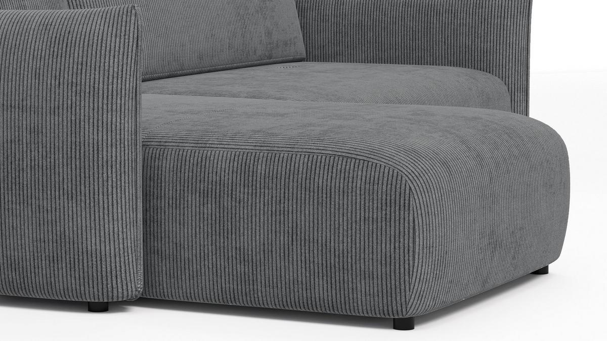 ECKSOFA TAUER 3-Sitzer rechts, dunkelgrau - Dunkelgrau/Schwarz, Holz/Textil (248/173cm) - Wozimo