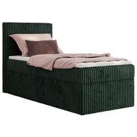 BOXBETT TILIANO 90/200 - Dunkelgrün Cord - H3 - Visco Topper - Links - Dunkelgrün, Textil (90/200cm) - MKS