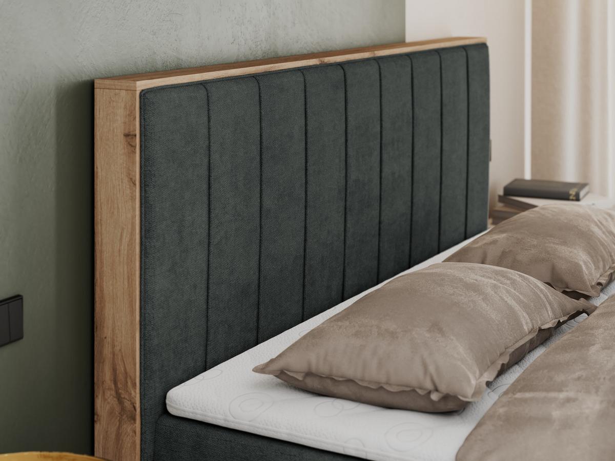 BOXBETT BELLISSIMO 200/200 Dunkelgrau Struktur - H4 - Dunkelgrau, Holz/Textil (200/200cm) - MKS