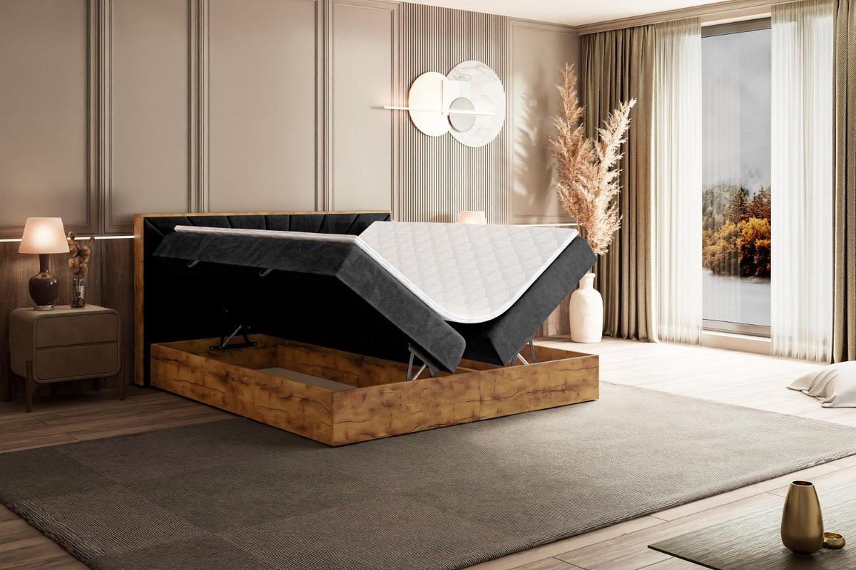 BOXBETT mit Matratze H3 und Lattenrost - LOLLI6 - 140x200 - Schwarz - Schwarz, Holzwerkstoff/Kunststoff (140/200cm) - ALTDECOR