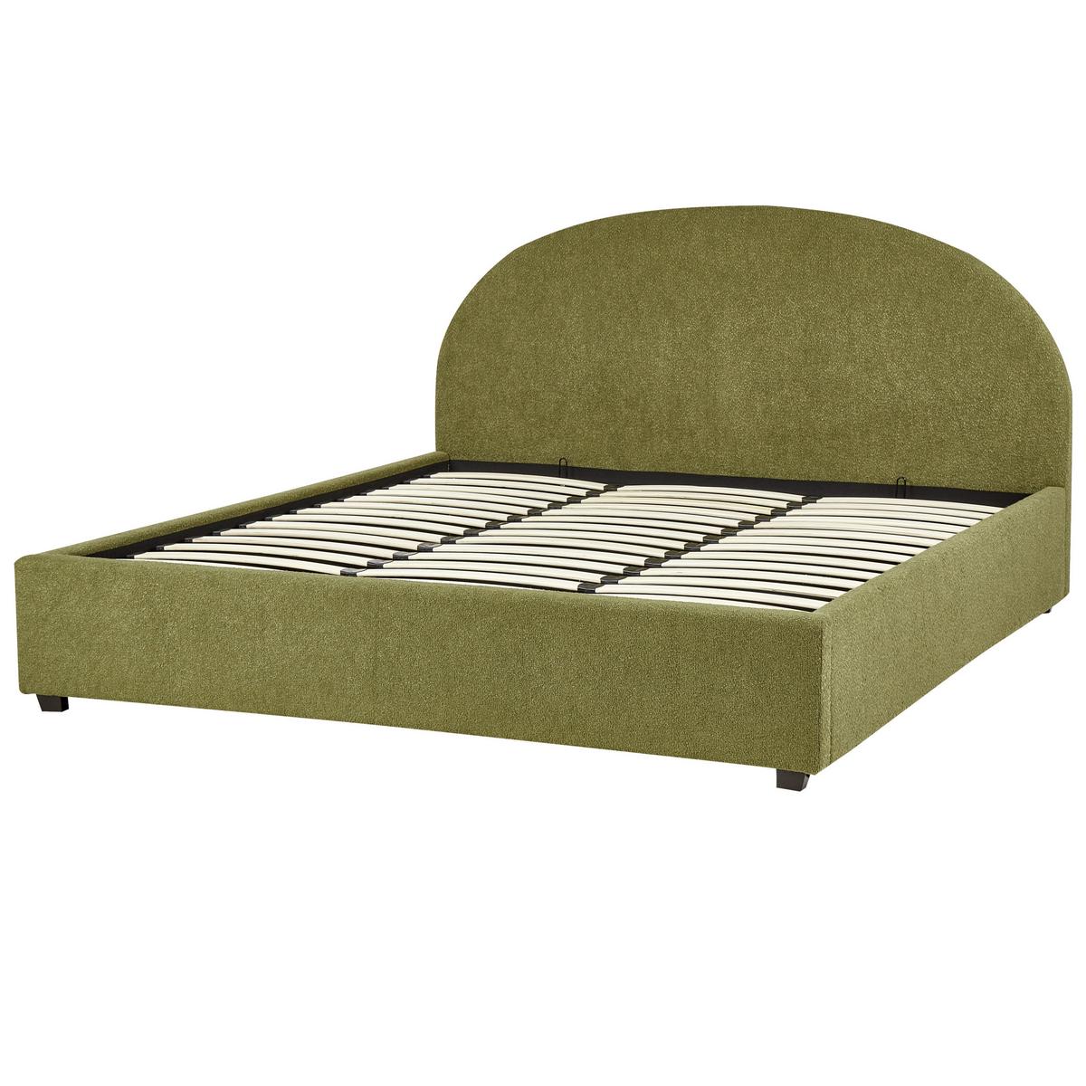 BETT mit Stauraum 180x200 cm Grün Vaucluse - Olivgrün, Textil (180/200cm) - Beliani