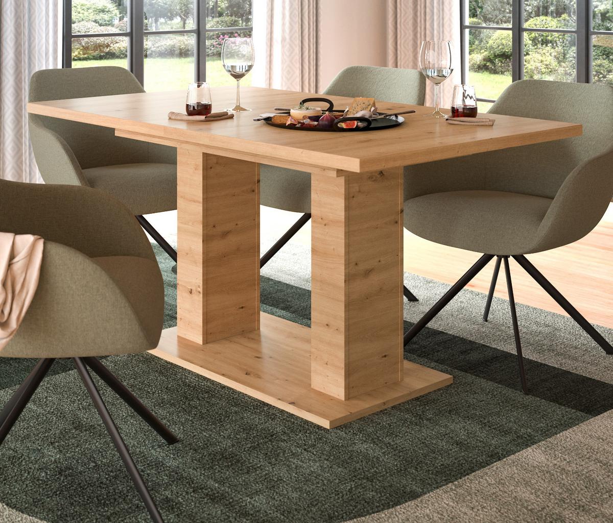 ESSTISCH Eiche Artisan, Küchentisch ausziehbar 150 - 190 cm - Eiche Artisan, Holzwerkstoff/Metall (150/90/76cm) - Inn.Furn