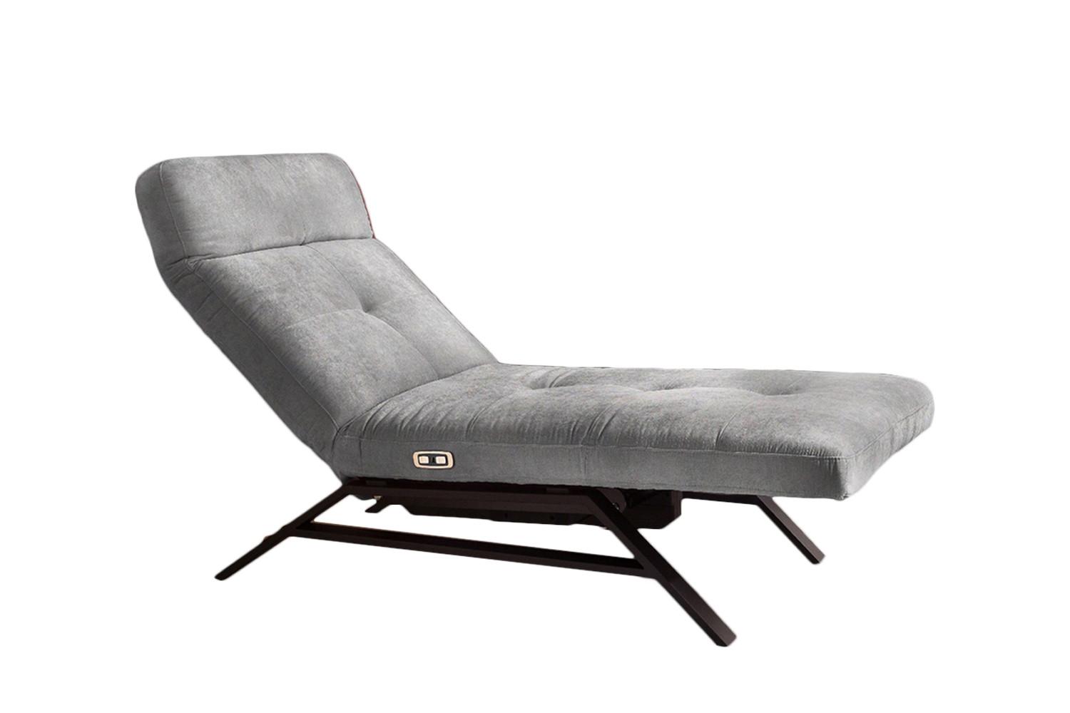 LIEGE MIT MOTORISCHER RELAXFUNKTION AMERIVA Grau Velvet Relaxfunktion - Schwarz/Grau, Textil (80/110/158cm) - KAWOLA
