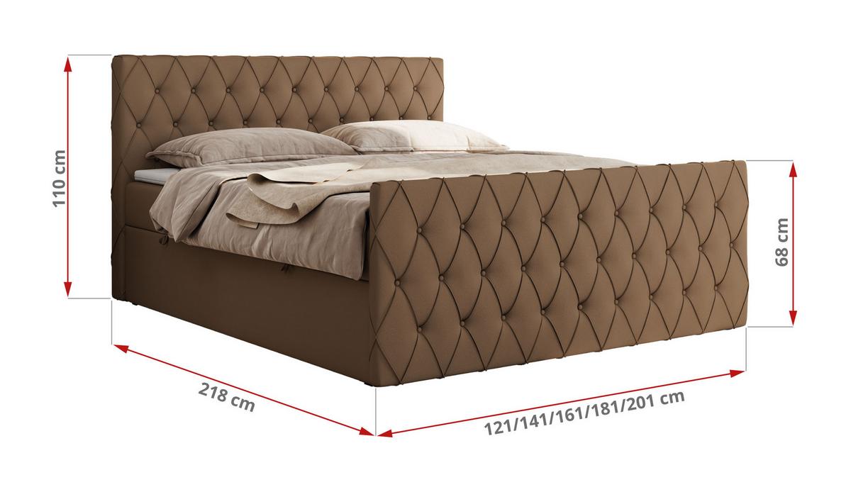 BOXBETT MIREN DUO 140/200 - Braun Kunstleder - H3 - Braun, Holz/Textil (140/200cm) - MKS