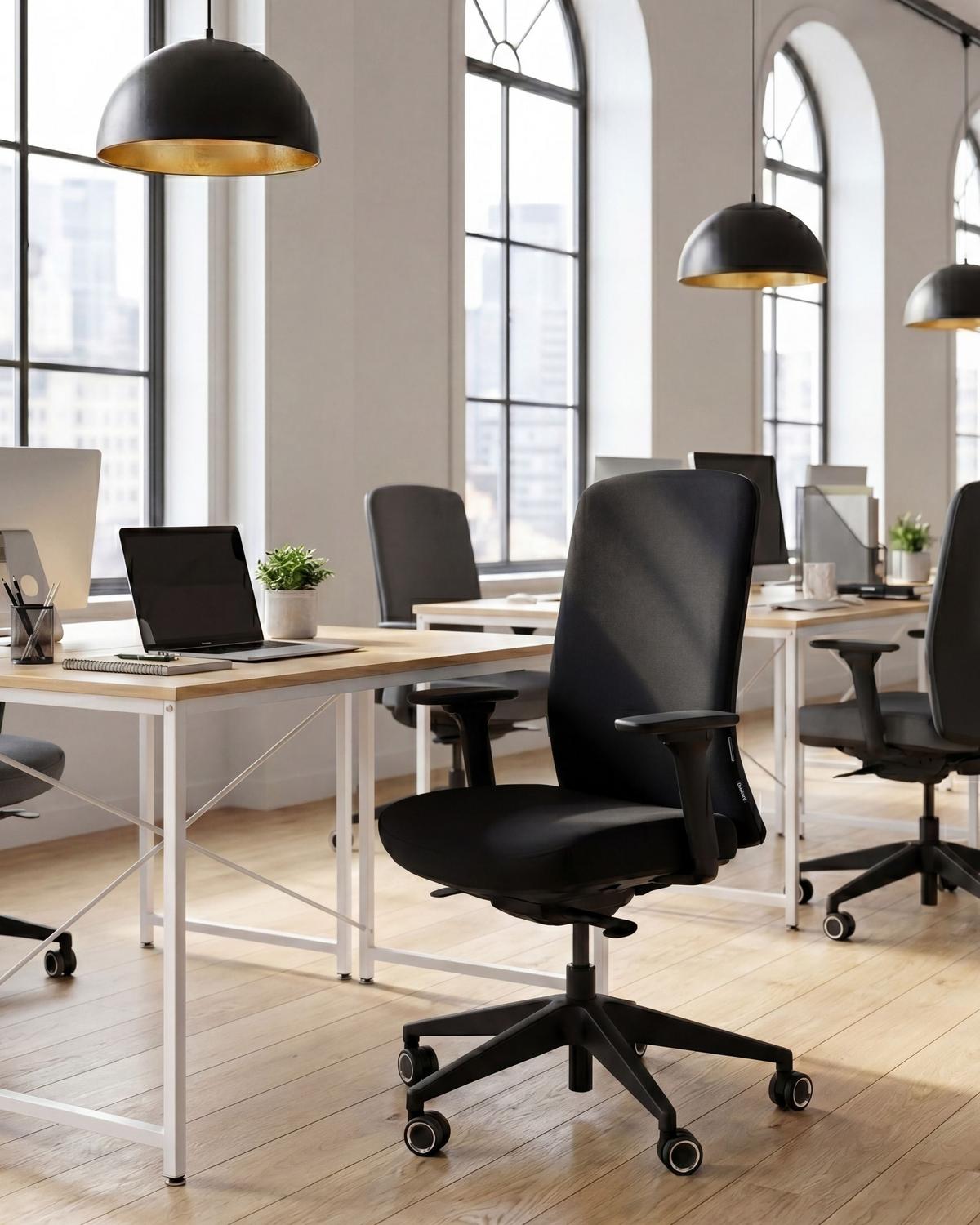 BÜROSTUHL Stoff Schwarz Kamilon - Schwarz, Textil (60/98/65cm) - Beliani