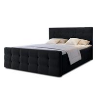 BOXBETT ARGENTARO 140x200 cm mit Bettkasten und Matratze - Schwarz + TOPPER - Schwarz, Holz/Holzwerkstoff (140/200cm) - AX Living