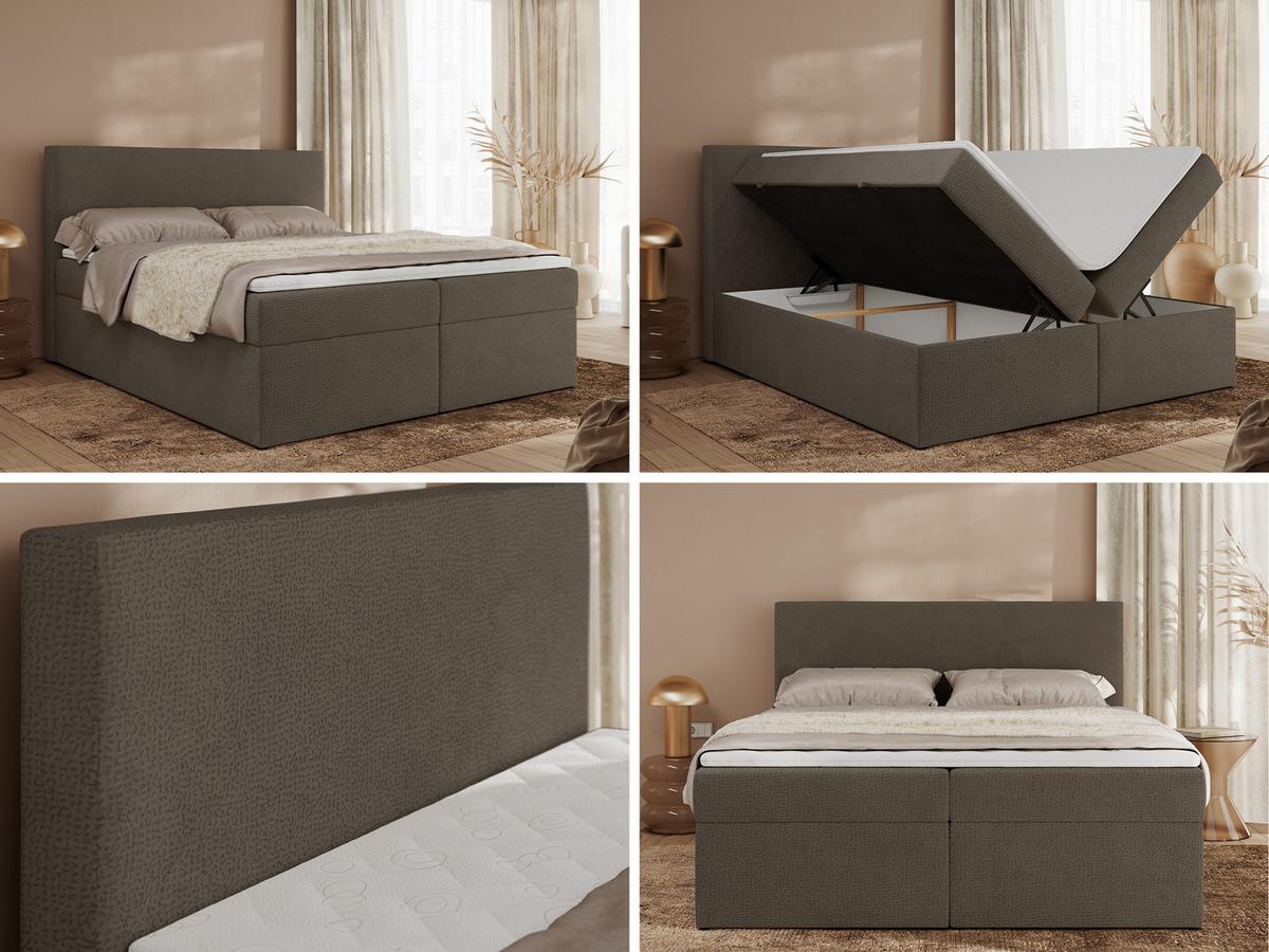 BOXBETT JAGUAR 140/200 - Braun Struktur - H3 - Braun, Holz/Textil (140/200cm) - MKS