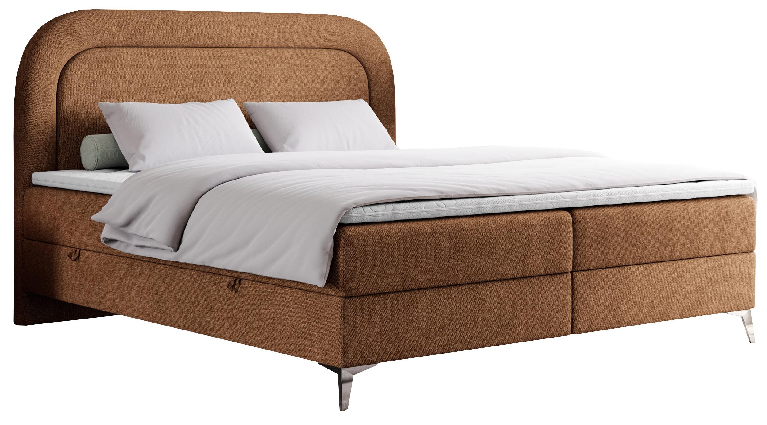 BOXBETT EIRA 180/200 Orange Struktur - H4 - Silberfarben/Orange, Holz/Textil (180/200cm) - MKS
