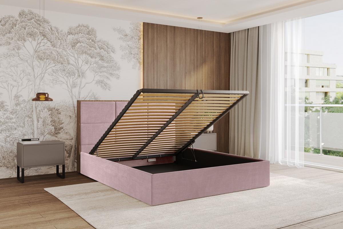 POLSTERBETT mit Bettkasten und Lattenrost, Boxbett ohne Matratze - LILA 140x200 Rosa - Rosa, Holzwerkstoff/Textil (140/200cm) - ALTDECOR