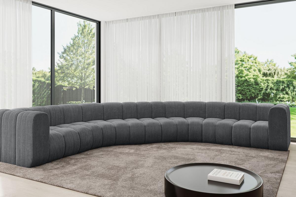 WOHNLANDSCHAFT modulares Sofa Lazro-U1 - 373x373x70 cm Dunkelgrau - Dunkelgrau, Holzwerkstoff/Textil (373/70/373cm) - ALTDECOR