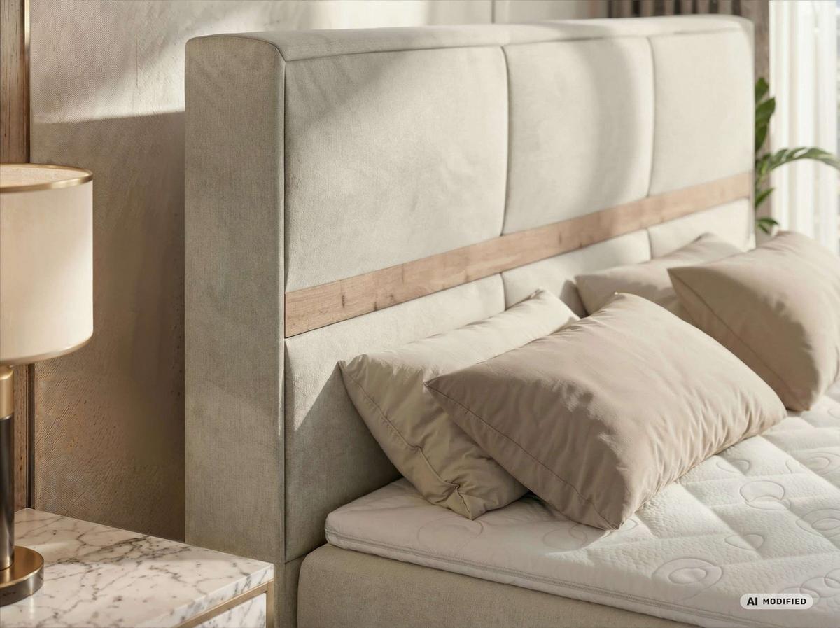 BOXSPRINGBETT ORVO KING 140/200 - Beige Velvet - Topper Visco - H3 - Beige/Creme, Kunststoff/Textil (140/200cm) - MKS