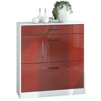 SCHUHSCHRANK Elvas Front in Bordeaux Hochglanz - Bordeaux, Holzwerkstoff (89/95.5/27cm) - Vladon