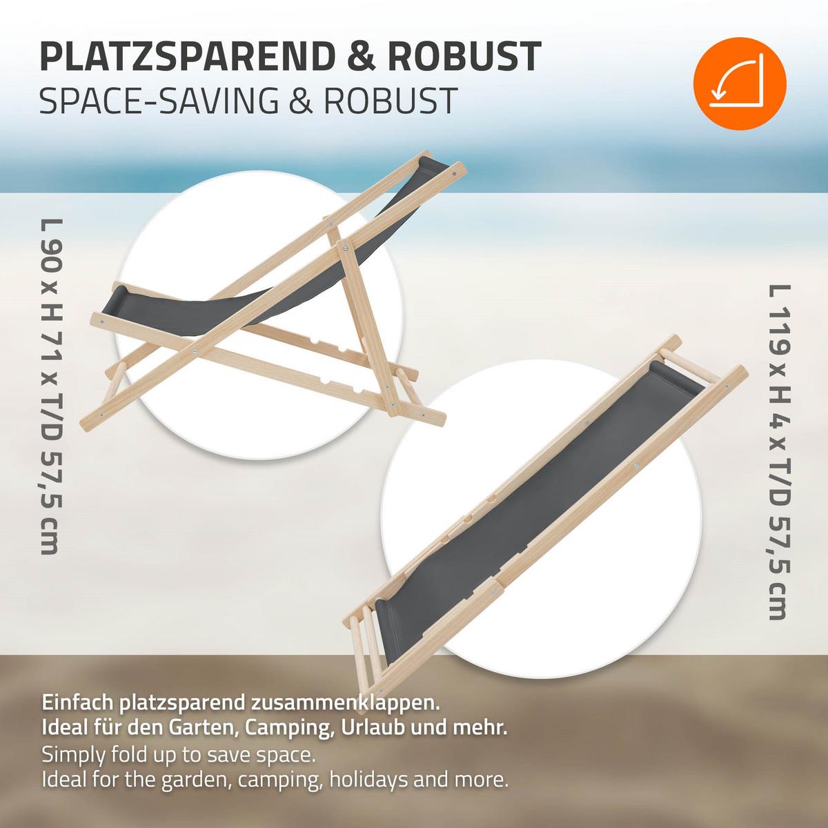 LIEGESTUHL samt Anthrazit 2er Set - Dunkelgrau, Holz (57.5/83/100cm) - ECD-Germany